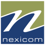 Nexicom logo: white stylized 'n' over olive top and dark blue bottom, with the word 'nexicom' beneath.